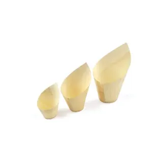 "Sier Disposables Schälchen Holz ""Oblique"" 220ml.", Servierschale aus recyclebarem Material, Maße (Ø x H x B): 70 x 137 x 70 mm, 30 Stück