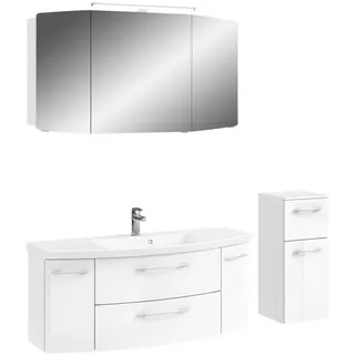 Pelipal Badezimmer , Weiß, Weiß Hochglanz , Metall , 4-teilig , 7 Fächer , insgesamt: 3,2 Schubladen , 151 cm , Made in Germany , hängend, Typenvielfalt , Badezimmer, Badmöbelsets & Badmöbelserien, Badmöbel-Sets