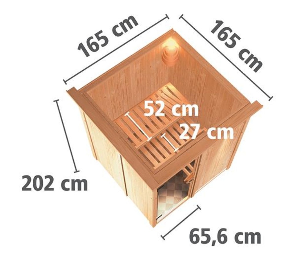 Bild von Sauna Minja 68mm 230V Kranz, Bio Saunaofen: 3,6kW extern Holztür