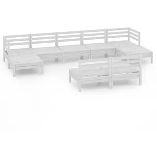 vidaXL 9-tlg. Garten-Lounge-Set Holz Kiefer weiß