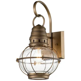 Außenwandleuchte Aluminium Glas h: 40,5 cm IP44 in Messing Vintage Design Lampe