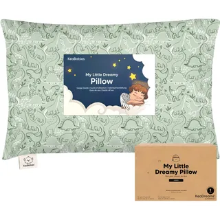 KeaBabies Kinderkissen mit Kissenbezug – 51X35cm Kinderkissen ab 2 Jahren, Waschbares, Weiches Bio-Kinderkissen, zum Schlafen, Großes (DinoDood)