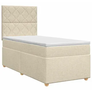 Boxspringbett mit Matratze Creme 100 x 200 cm Stoff - Creme