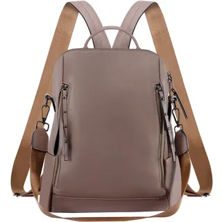 HAWEE Damen Rucksack Weiches PU Leder Schulrucksack Anti-Diebstahl Tagesrucksack Elegant Schultertasche Wasserdicht Cityrucksack mit Schultergurt Daypack für Arbeit Reisen Einkaufen Alltag, Khaki
