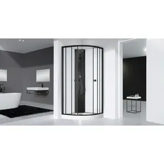 Dusche Komplett Marwell Komplettdusche Prime Style Schwarz/Weiß 85x85x198 - Fertigdusche im komplett Set mit Acrylwanne und Armatur - 4 mm Einscheibensicherheitsglas - Schwarz