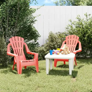 The Living Store Kinder-Gartenstühle 2 Stk. Rot 37x34x44 cm PP Holzoptik - Rot