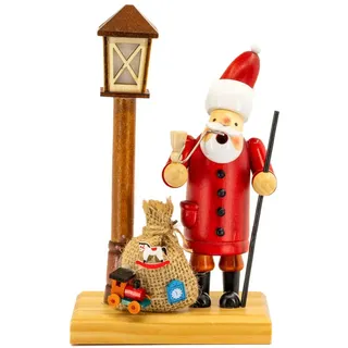 Kaladia - Rauchmann/Räucherfigur aus Holz - Motiv: Weihnachtsmann - für Räucherkerzen Größe M - Maße: ca. 11 x 7 x 19 cm