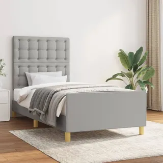 The Living Store Bettgestell mit Kopfteil Hellgrau 80x200 cm Stoff - Grau