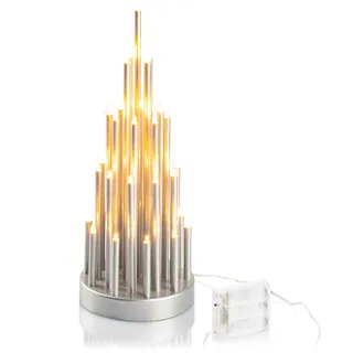 com-four® LED Stimmungsleuchter Pyramide - Kerzenbrücke mit 33 warm-weißen LEDs mit Timerfunktion - Schwippbogen für Fensterbank und Tischdeko - Lichterbogen batteriebetrieben (1 Stück - modern)