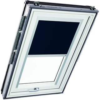 Original Roto Verdunkelungsrollo ZRV Nahezu vollständige Verdunkelung Führungsschiene Silber Für Roto Dachfenster Baureihe Designo R6/R8 i8 und Classic 64/84 mit Größe 094/140 | 09/14 Farbe Nachtblau