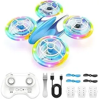 Mini Drohne für Kinder Spielzeug ab 6+ Jahre, Mini Drone Set mit 7 LED Lichteffekte, 3 Akkus, Indoor Outdoor RC Drohne mit Höhehalten, RC Flugzeug Geschenke für Jungen Mädchen Anfänger