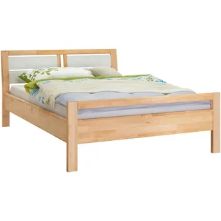 Linea Natura Bett , Weiß, Erlefarben , Holz, Glas , Erle , vollmassiv , 140x200 cm , Schlafzimmer, Betten, Einzel- & Doppelbetten
