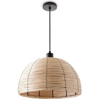 Pendelleuchte Esstischlampe Esszimmer Korb Optik 1,5m Textilkabel Rustikal Boho - Schwarz