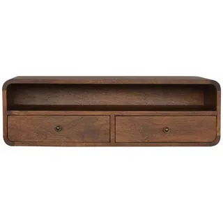 Artisan Furniture Konsolentisch mit 2 Schubladen, 1 Offener Stauraum, Wandmontiert, Braun , Holz , Echtholz,Mangoholz , Holz Optik , Rechteckig , 80x25x32 cm , FSC 100%, Handmade in India , Wohnzimmer, Wohnzimmertische, Konsolentische
