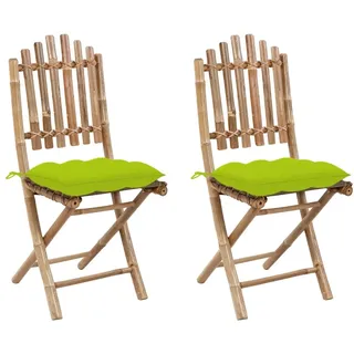 vidaXL Klappbare Gartenstühle 2 Stk. mit Kissen Bambus - Grün