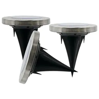 Levitantes Solar-Bodeneinbaustrahler 3er Set, kalt, rostfrei, ideal für Außenbeleuchtung und Gärten.