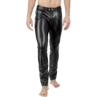 Bockle® New STRETCH Tube Lamb y Herren Lederhose Lederjeans Leder Röhre Leder, W40/L36 - Schwarz