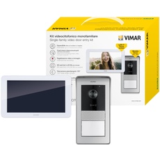 VIMAR K42935 Set AP-Videohaustelefon mit 1 7in-Freisprech-LCD-Touchscreen-Farb-Videohaustelefon, 1 RFID-Audio-/Video-Klingeltableau mit, Netzteil, mit Halterungen für Wandbefestigung