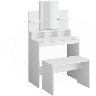 Vicco Schminktisch Ania, 80 cm mit Bank, Weiß - Weiß