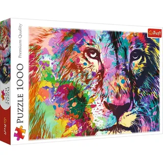 Trefl - Bunter Löwe - 1000 Teile Puzzle - Portrait eines Löwen, modernes DIY Puzzle, kreative Unterhaltung, Spaß, klassisches Puzzle mit Tieren, für Erwachsene und Kinder ab 12 Jahren