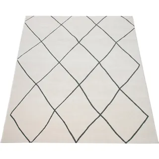 Paco Home Teppich »Haral 786« rechteckig 9 mm Höhe Kurzflor, Scandi Design, Rauten Motiv weiß B : cm