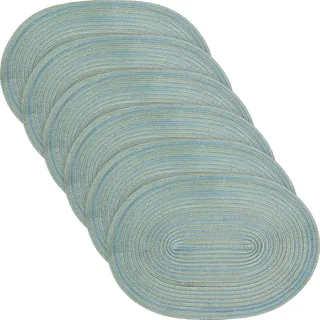 Erwin Müller Tischset Silves 6er-Pack Pistazie Größe oval: 33x48 cm - in Flechtstruktur, Schutz vor Kratzern und Flecken, feucht abwischbar, besonders pflegeleicht und strapazierfähig