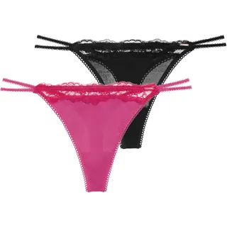 Dorina Tanga »ORIGINS-SHINY MICRO« 2er Pack, mit Spitze, mit Logo, glänzend, bequem, weich, elastisch