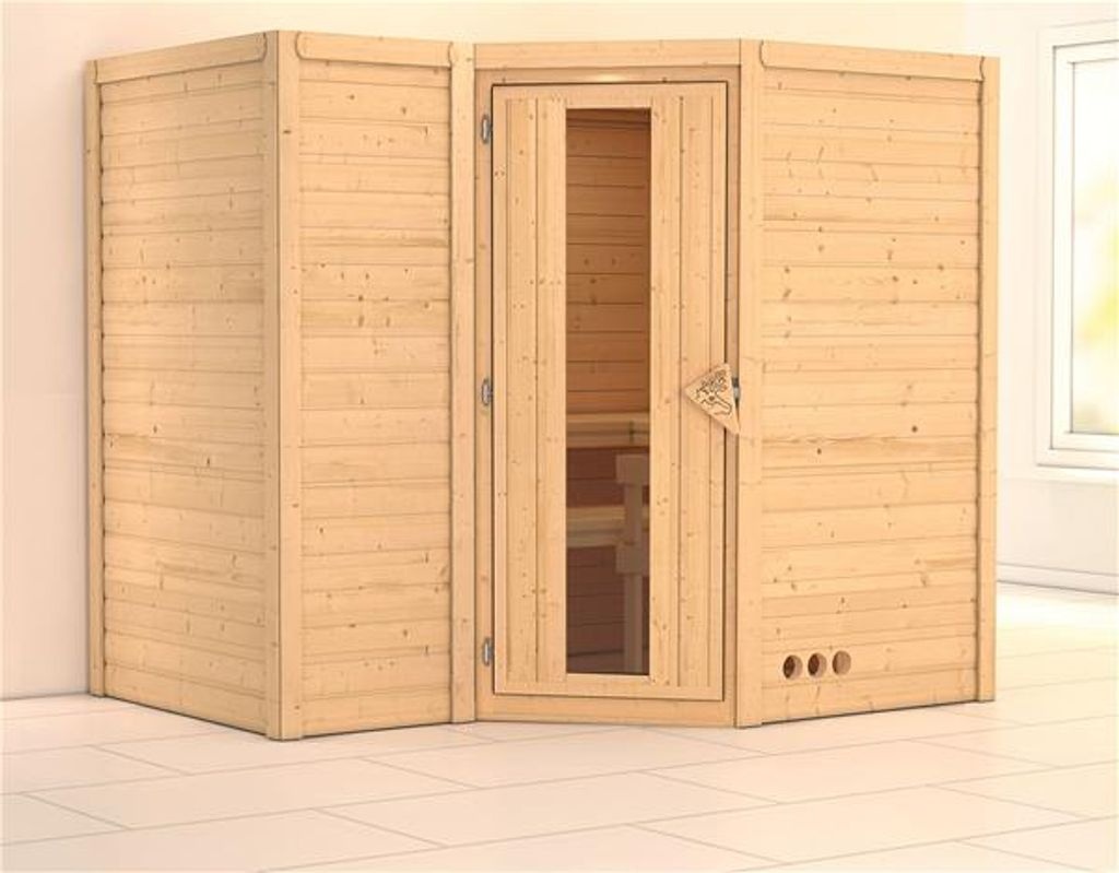 Bild von Sauna Sahib 2 Eckeinstieg, Tür gedämmt, ohne Ofen Holztür