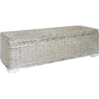 Truhe Weiß 110 cm Natur Kubu Rattan & Massivholz Mahagoni - Weiß