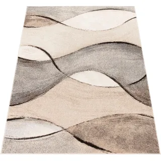 Paco Home Teppich »Elegance 755« rechteckig 14 mm Höhe modernes Wellen-Design, ideal im Wohnzimmer & Schlafzimmer, grau