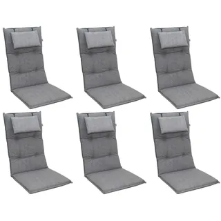 Doppler 6x 6994 Hochlehner Gartenstuhl Auflagen 8cm Kopfkissen grau