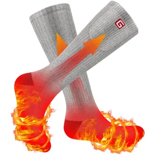 Svpro Wiederaufladbare Elektrische Beheizte Socken Batteriebetriebene Bequeme Thermosocken, Kälteschutz Thermische Socken Sport Outdoor Camping Wandern Warme Winter Socken Für Männer Frauen (Grau-19)