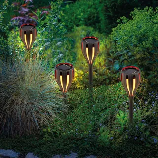 esotec Solar Gartenstecker Bioko im 4er-Set wetterfest Solarfackel 102780