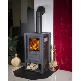 Globefire Kaminofen Holzofen Luna II L | Granit schwarz | 6 kW