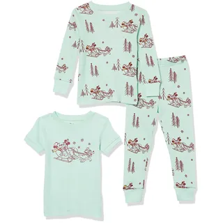 Amazon Essentials Disney | Marvel | Star Wars Jungen Pyjama-Nachtwäsche-Sets aus Baumwolle, eng anliegend, 3-teiliges Mickey Winter-Set, 12