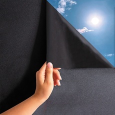 Bild ® Fenster Sichtschutzfolie schwarz selbstklebend [90x200 cm] inkl. eBook mit Profitipps - Verdunkelungsfolie mit Anti-UV - Privacy Window Film