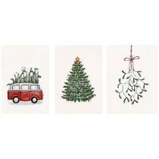 Ueiwffzo Poster & Kunstdrucke - Weihnachten Deko Leinwand Bilder, Perfekt für Wohnzimmer und Schlafzimmer Wanddeko, Stilvolle Wandbilder ohne Rahmen, 3er Set (40 x 50 cm)