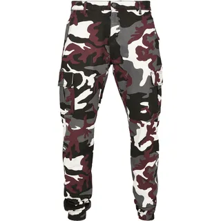 URBAN CLASSICS Camo Cargo Jogging Pants 2.0 wine camo, Größe 36