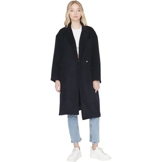 TRENDYOL Damen Oversize Basic Plain Webstoff Mantel Coat, Navy Blue, 36