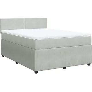 vidaXL Boxspringbett mit Matratze Hellgrau 140x190 cm Samt - Grau