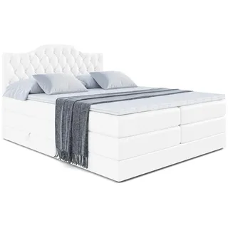 altdecor Boxspringbett Weiß Hochglanz, Holzwerkstoff, Höhe ca. 20 cm 180x200 cm, Schlafzimmer, Betten, Boxspringbetten