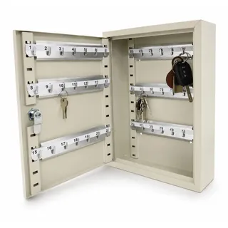 Safe Tresor Schlüsselsafe Schlüsselkasten Schlüsseltresor Schlüsselschrank mit 42 Schlüsselhaken Weiß