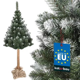 KOTARBAU® Künstlicher Weihnachtsbaum Schnee 180 cm Diamantkiefer Kiefernbaum auf einem Holz Stamm mit Plastik Ständer Christbaum Weihnachtsbaum Künstlich wie Echt Kunstbaum Weihnachten Christmas Tree