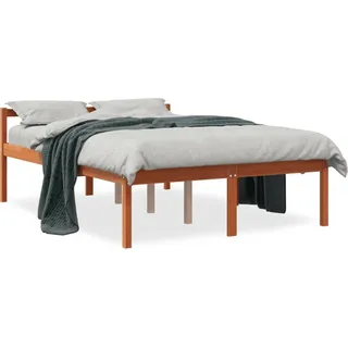 vidaXL Seniorenbett Wachsbraun 140x190 cm Massivholz Kiefer - Braun