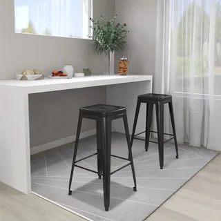 vidaXL Barhocker Stapelbar 2 Stk. Schwarz Metall - Schwarz