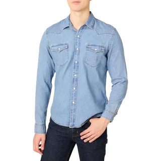 Amazon Essentials Herren Slim-Fit-Jeanshemd Mit Langen Ärmeln Und Druckknöpfen