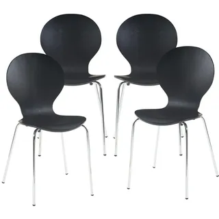 [en.casa] Esszimmerstuhl Etne Holz Metall schwarz 4er Set