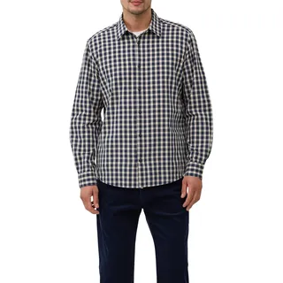 s.Oliver Herren Regular Fit: Kariertes Baumwoll-Hemd mit Kentkragen Hemd Langarm, Regular Fit