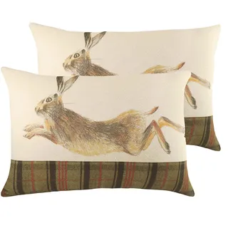 furn. Evans Lichfield Hunter springt Hase Polyester gefüllte Kissen (Twin Pack), Polyester, Multi
