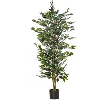 Homcom Kunstpflanzen im Topf 150 cm Kunstbaum Zimmerpflanze | Grün , Kunststoff , 150 cm , Dekoration, Blumen & Blumentöpfe, Kunstpflanzen